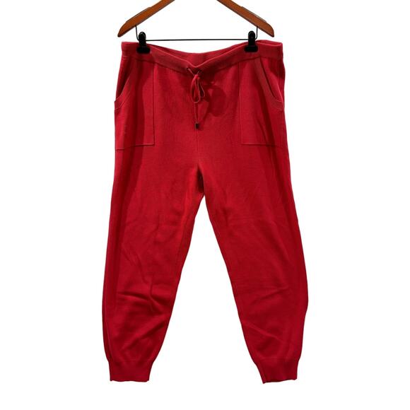 Chicos Zenergy 3 US XL Knit Pants Cotton Cashmere Cozy Jogger Poppy Cherry Red - Picture 1 of 12